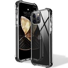 Silikon Schutzhülle Ultra Dünn Flexible Tasche Durchsichtig Transparent S02 für Apple iPhone 12 Pro Max Schwarz