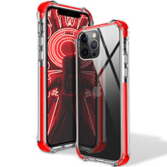 Silikon Schutzhülle Ultra Dünn Flexible Tasche Durchsichtig Transparent S02 für Apple iPhone 12 Pro Rot