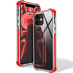 Silikon Schutzhülle Ultra Dünn Flexible Tasche Durchsichtig Transparent S02 für Apple iPhone 12 Rot