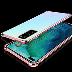 Silikon Schutzhülle Ultra Dünn Flexible Tasche Durchsichtig Transparent S02 für Huawei Honor View 30 5G Rosegold