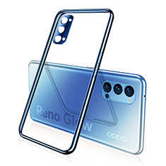 Silikon Schutzhülle Ultra Dünn Flexible Tasche Durchsichtig Transparent S02 für Oppo Reno4 5G Blau