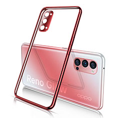 Silikon Schutzhülle Ultra Dünn Flexible Tasche Durchsichtig Transparent S02 für Oppo Reno4 5G Rot