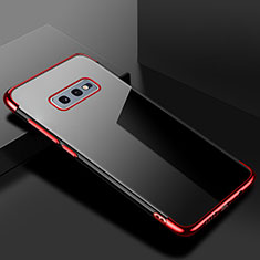 Silikon Schutzhülle Ultra Dünn Flexible Tasche Durchsichtig Transparent S02 für Samsung Galaxy S10e Rot