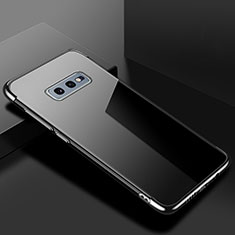 Silikon Schutzhülle Ultra Dünn Flexible Tasche Durchsichtig Transparent S02 für Samsung Galaxy S10e Schwarz