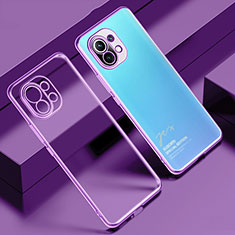 Silikon Schutzhülle Ultra Dünn Flexible Tasche Durchsichtig Transparent S02 für Xiaomi Mi 11 Lite 5G Violett