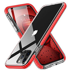 Silikon Schutzhülle Ultra Dünn Flexible Tasche Durchsichtig Transparent S03 für Apple iPhone 12 Pro Rot