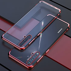 Silikon Schutzhülle Ultra Dünn Flexible Tasche Durchsichtig Transparent S04 für Huawei Nova 5 Rot