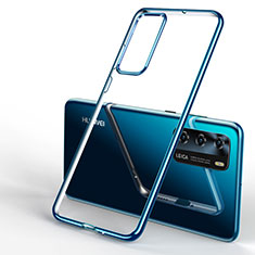 Silikon Schutzhülle Ultra Dünn Flexible Tasche Durchsichtig Transparent S04 für Huawei P40 Blau