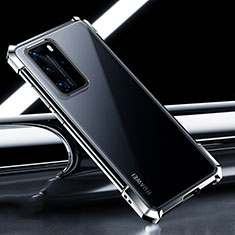 Silikon Schutzhülle Ultra Dünn Flexible Tasche Durchsichtig Transparent S04 für Huawei P40 Pro Schwarz