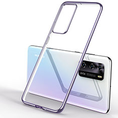 Silikon Schutzhülle Ultra Dünn Flexible Tasche Durchsichtig Transparent S04 für Huawei P40 Violett