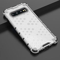 Silikon Schutzhülle Ultra Dünn Flexible Tasche Durchsichtig Transparent S05 für Samsung Galaxy S10 Weiß