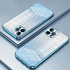 Silikon Schutzhülle Ultra Dünn Flexible Tasche Durchsichtig Transparent SY1 für Apple iPhone 12 Pro Max Blau
