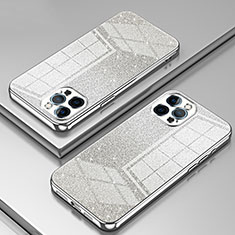 Silikon Schutzhülle Ultra Dünn Flexible Tasche Durchsichtig Transparent SY1 für Apple iPhone 12 Pro Max Silber