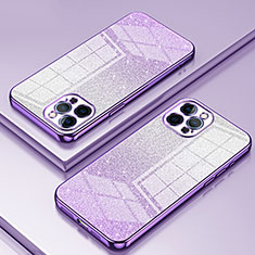 Silikon Schutzhülle Ultra Dünn Flexible Tasche Durchsichtig Transparent SY1 für Apple iPhone 12 Pro Violett