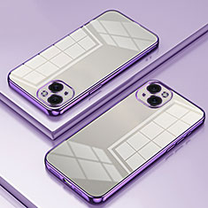Silikon Schutzhülle Ultra Dünn Flexible Tasche Durchsichtig Transparent SY1 für Apple iPhone 14 Plus Violett