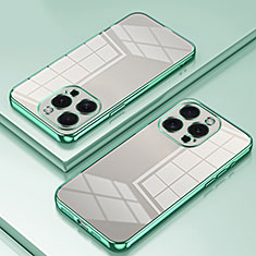 Silikon Schutzhülle Ultra Dünn Flexible Tasche Durchsichtig Transparent SY1 für Apple iPhone 14 Pro Max Grün