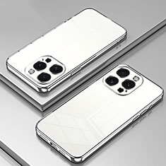 Silikon Schutzhülle Ultra Dünn Flexible Tasche Durchsichtig Transparent SY1 für Apple iPhone 14 Pro Max Silber