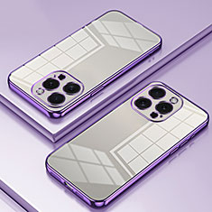 Silikon Schutzhülle Ultra Dünn Flexible Tasche Durchsichtig Transparent SY1 für Apple iPhone 14 Pro Max Violett
