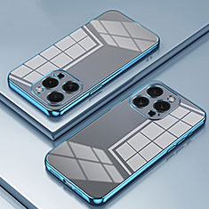 Silikon Schutzhülle Ultra Dünn Flexible Tasche Durchsichtig Transparent SY1 für Apple iPhone 15 Pro Max Blau