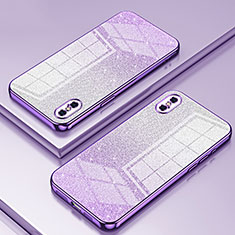 Silikon Schutzhülle Ultra Dünn Flexible Tasche Durchsichtig Transparent SY1 für Apple iPhone X Violett