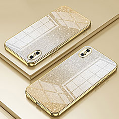 Silikon Schutzhülle Ultra Dünn Flexible Tasche Durchsichtig Transparent SY1 für Apple iPhone Xs Gold