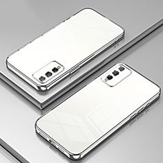 Silikon Schutzhülle Ultra Dünn Flexible Tasche Durchsichtig Transparent SY1 für Huawei Honor Play4T Pro Silber