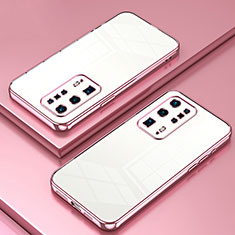 Silikon Schutzhülle Ultra Dünn Flexible Tasche Durchsichtig Transparent SY1 für Huawei P40 Pro+ Plus Rosegold