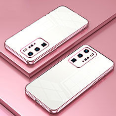 Silikon Schutzhülle Ultra Dünn Flexible Tasche Durchsichtig Transparent SY1 für Huawei P40 Pro Rosegold