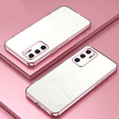 Silikon Schutzhülle Ultra Dünn Flexible Tasche Durchsichtig Transparent SY1 für Huawei P40 Rosegold