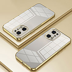 Silikon Schutzhülle Ultra Dünn Flexible Tasche Durchsichtig Transparent SY1 für Oppo Find X5 Pro 5G Gold