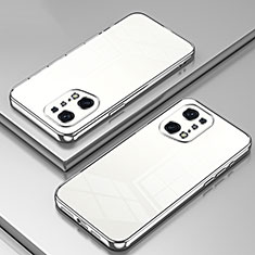 Silikon Schutzhülle Ultra Dünn Flexible Tasche Durchsichtig Transparent SY1 für Oppo Find X5 Pro 5G Silber