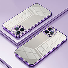 Silikon Schutzhülle Ultra Dünn Flexible Tasche Durchsichtig Transparent SY2 für Apple iPhone 12 Pro Max Violett