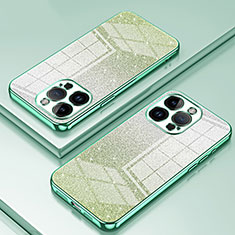 Silikon Schutzhülle Ultra Dünn Flexible Tasche Durchsichtig Transparent SY2 für Apple iPhone 14 Pro Grün