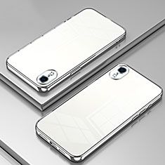 Silikon Schutzhülle Ultra Dünn Flexible Tasche Durchsichtig Transparent SY2 für Apple iPhone XR Silber