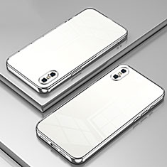 Silikon Schutzhülle Ultra Dünn Flexible Tasche Durchsichtig Transparent SY2 für Apple iPhone Xs Silber