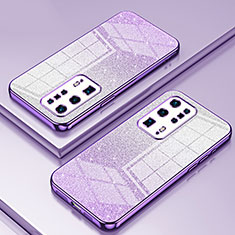 Silikon Schutzhülle Ultra Dünn Flexible Tasche Durchsichtig Transparent SY2 für Huawei P40 Pro+ Plus Violett