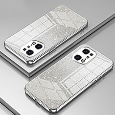 Silikon Schutzhülle Ultra Dünn Flexible Tasche Durchsichtig Transparent SY2 für Oppo Find X5 Pro 5G Silber