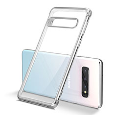 Silikon Schutzhülle Ultra Dünn Flexible Tasche Durchsichtig Transparent U01 für Samsung Galaxy S10 Silber