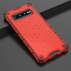 Silikon Schutzhülle Ultra Dünn Flexible Tasche Durchsichtig Transparent U04 für Samsung Galaxy S10 Plus Rot