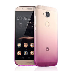Silikon Schutzhülle Ultra Dünn Hülle Durchsichtig Farbverlauf für Huawei G7 Plus Rosa
