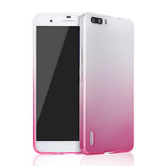 Silikon Schutzhülle Ultra Dünn Hülle Durchsichtig Farbverlauf für Huawei Honor 6 Plus Rosa