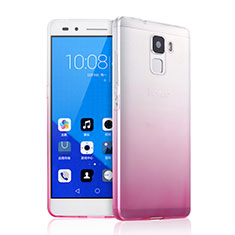 Silikon Schutzhülle Ultra Dünn Hülle Durchsichtig Farbverlauf für Huawei Honor 7 Dual SIM Rosa