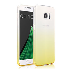 Silikon Schutzhülle Ultra Dünn Hülle Durchsichtig Farbverlauf für Samsung Galaxy S7 G930F G930FD Gelb