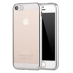 Silikon Schutzhülle Ultra Dünn Schutzhülle Tasche Durchsichtig Transparent H05 für Apple iPhone 5 Silber