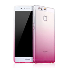 Silikon Schutzhülle Ultra Dünn Tasche Durchsichtig Farbverlauf für Huawei P9 Plus Rosa