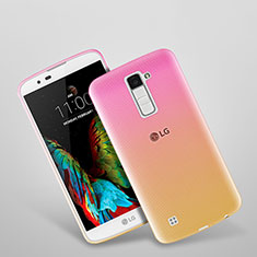 Silikon Schutzhülle Ultra Dünn Tasche Durchsichtig Farbverlauf für LG K10 Rosa