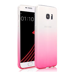Silikon Schutzhülle Ultra Dünn Tasche Durchsichtig Farbverlauf für Samsung Galaxy S7 G930F G930FD Rosa