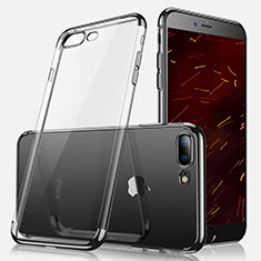 Silikon Schutzhülle Ultra Dünn Tasche Durchsichtig Transparent A07 für Apple iPhone 7 Plus Schwarz