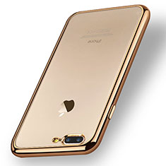Silikon Schutzhülle Ultra Dünn Tasche Durchsichtig Transparent A08 für Apple iPhone 7 Plus Gold