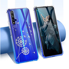 Silikon Schutzhülle Ultra Dünn Tasche Durchsichtig Transparent Blumen für Huawei Nova 5T Plusfarbig